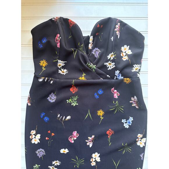 Black ASOS Midi Strapless Cocktail Dress Size 12 - Picture 2 of 5